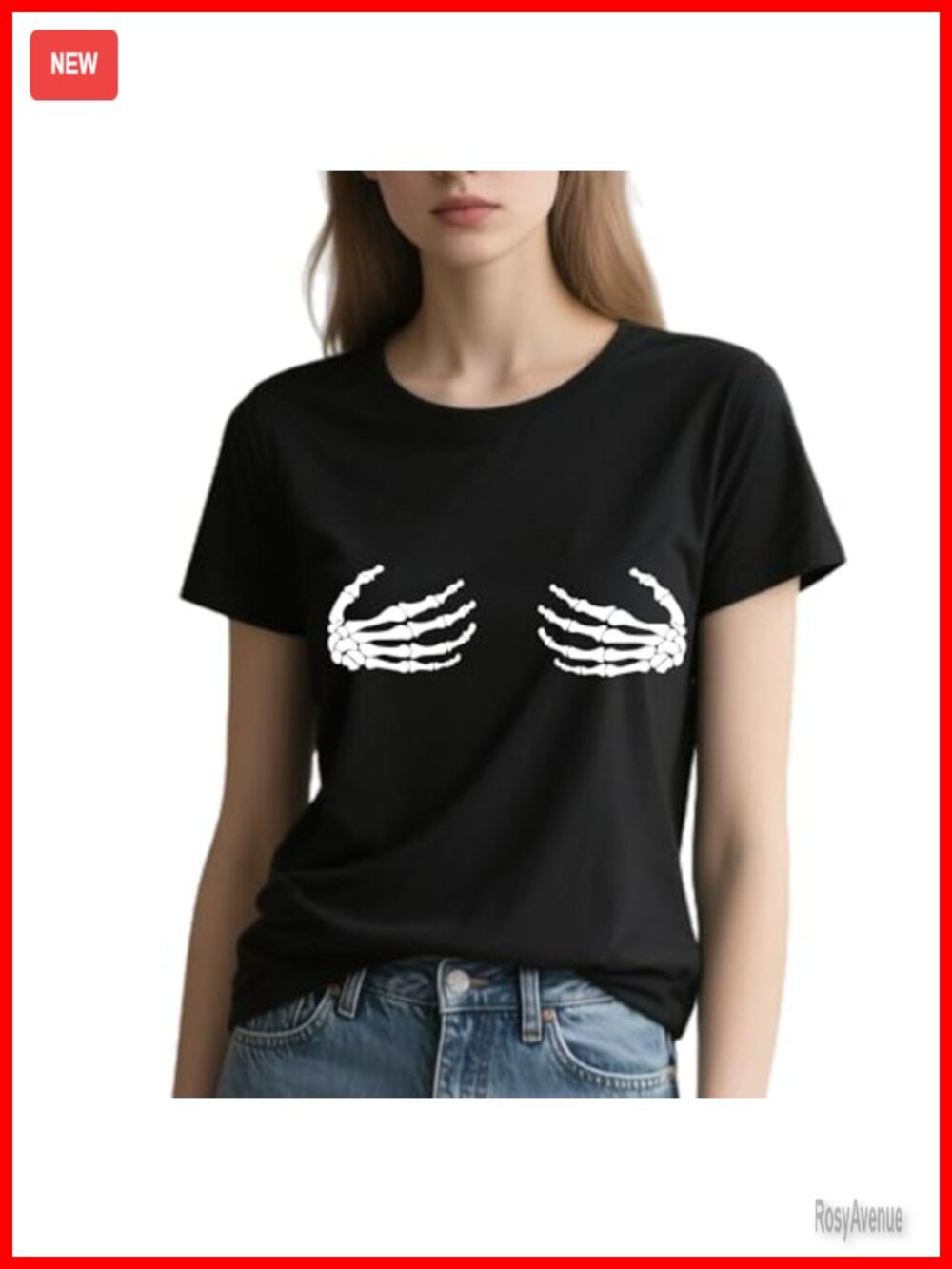 Skull Hand Print Cotton Short Sleeve Casual Tee